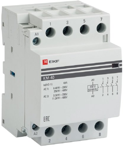 Контактор модульный EKF PROxima КМ 3п 4НО 40А 230В АС фото Контактор модульный EKF PROxima КМ 3п 4НО 40А 230В АС картинка